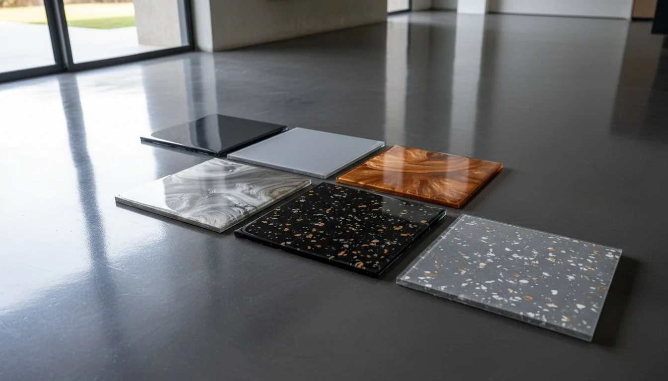 Range of epoxy floor colours and decorative finishes